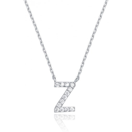 14K Gold Plated Cubic Zirconia Initial Necklace | Letter Dainty Necklaces for Women