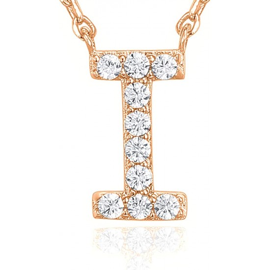 14K Gold Plated Cubic Zirconia Initial Necklace | Letter Dainty Necklaces for Women