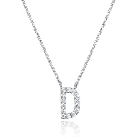 14K Gold Plated Cubic Zirconia Initial Necklace | Letter Dainty Necklaces for Women