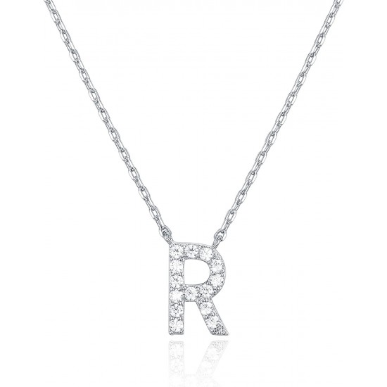 14K Gold Plated Cubic Zirconia Initial Necklace | Letter Dainty Necklaces for Women