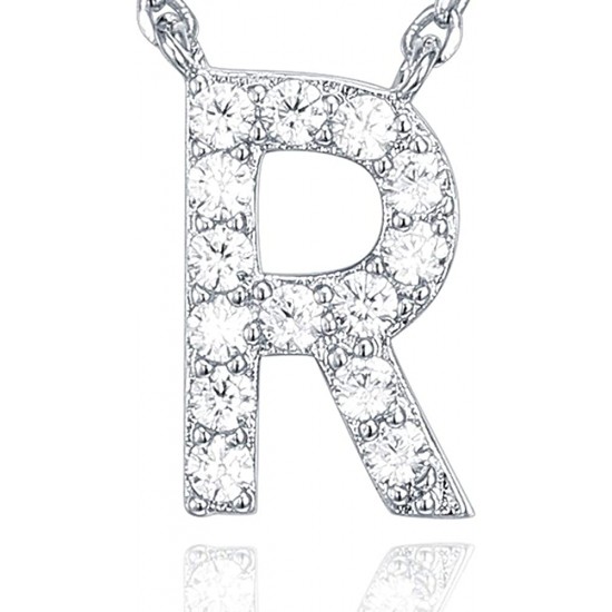 14K Gold Plated Cubic Zirconia Initial Necklace | Letter Dainty Necklaces for Women