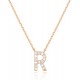 14K Gold Plated Cubic Zirconia Initial Necklace | Letter Dainty Necklaces for Women