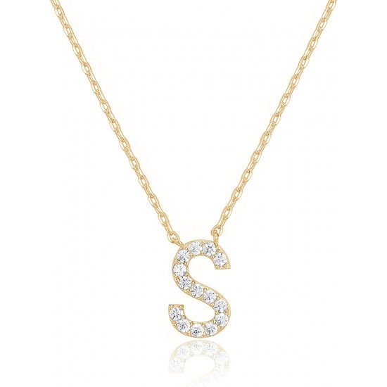 14K Gold Plated Cubic Zirconia Initial Necklace | Letter Dainty Necklaces for Women 14K Gold Plated Cubic Zirconia Initial Necklace | Letter Dainty Necklaces for Women