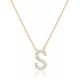 14K Gold Plated Cubic Zirconia Initial Necklace | Letter Dainty Necklaces for Women