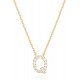 14K Gold Plated Cubic Zirconia Initial Necklace | Letter Dainty Necklaces for Women