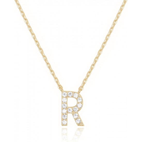 14K Gold Plated Cubic Zirconia Initial Necklace | Letter Dainty Necklaces for Women 14K Gold Plated Cubic Zirconia Initial Necklace | Letter Dainty Necklaces for Women