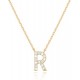 14K Gold Plated Cubic Zirconia Initial Necklace | Letter Dainty Necklaces for Women