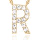 14K Gold Plated Cubic Zirconia Initial Necklace | Letter Dainty Necklaces for Women