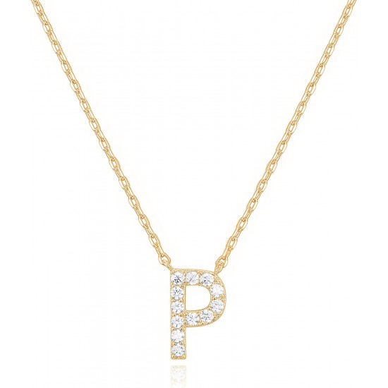 14K Gold Plated Cubic Zirconia Initial Necklace | Letter Dainty Necklaces for Women 14K Gold Plated Cubic Zirconia Initial Necklace | Letter Dainty Necklaces for Women