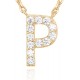 14K Gold Plated Cubic Zirconia Initial Necklace | Letter Dainty Necklaces for Women