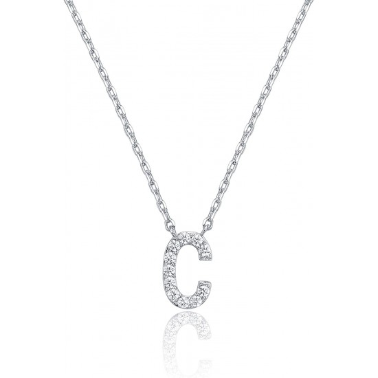 14K Gold Plated Cubic Zirconia Initial Necklace | Letter Dainty Necklaces for Women