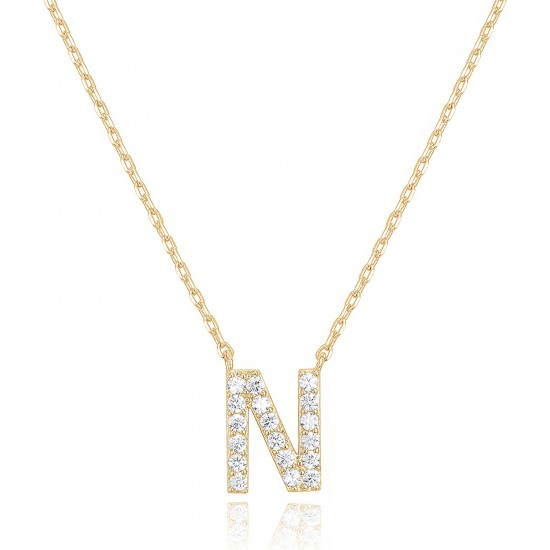 14K Gold Plated Cubic Zirconia Initial Necklace | Letter Dainty Necklaces for Women 14K Gold Plated Cubic Zirconia Initial Necklace | Letter Dainty Necklaces for Women
