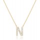 14K Gold Plated Cubic Zirconia Initial Necklace | Letter Dainty Necklaces for Women