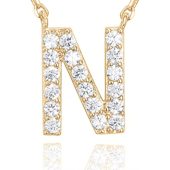 14K Gold Plated Cubic Zirconia Initial Necklace | Letter Dainty Necklaces for Women 14K Gold Plated Cubic Zirconia Initial Necklace | Letter Dainty Necklaces for Women