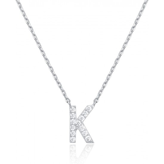 14K Gold Plated Cubic Zirconia Initial Necklace | Letter Dainty Necklaces for Women