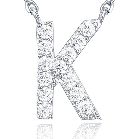 14K Gold Plated Cubic Zirconia Initial Necklace | Letter Dainty Necklaces for Women