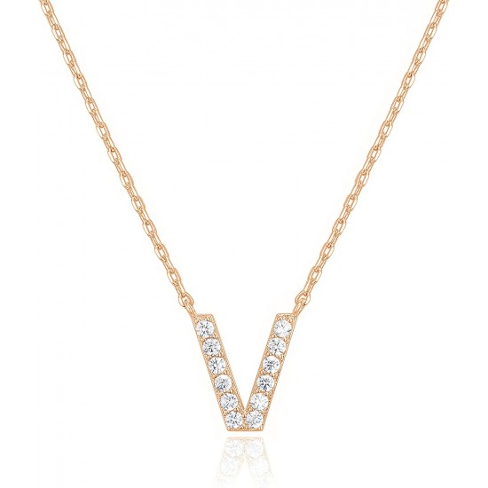 14K Gold Plated Cubic Zirconia Initial Necklace | Letter Dainty Necklaces for Women