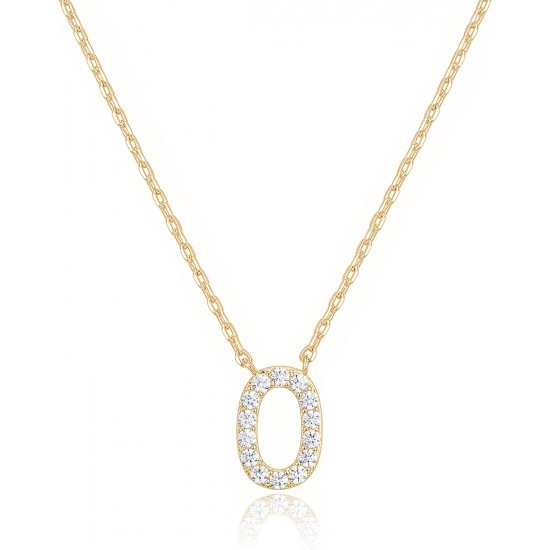 14K Gold Plated Cubic Zirconia Initial Necklace | Letter Dainty Necklaces for Women 14K Gold Plated Cubic Zirconia Initial Necklace | Letter Dainty Necklaces for Women