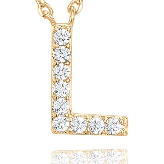 14K Gold Plated Cubic Zirconia Initial Necklace | Letter Dainty Necklaces for Women