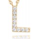 14K Gold Plated Cubic Zirconia Initial Necklace | Letter Dainty Necklaces for Women