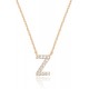 14K Gold Plated Cubic Zirconia Initial Necklace | Letter Dainty Necklaces for Women