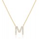 14K Gold Plated Cubic Zirconia Initial Necklace | Letter Dainty Necklaces for Women