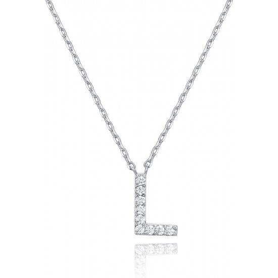 14K Gold Plated Cubic Zirconia Initial Necklace | Letter Dainty Necklaces for Women