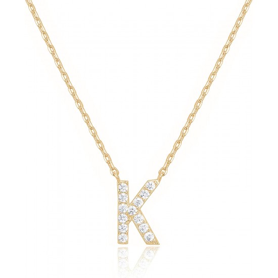 14K Gold Plated Cubic Zirconia Initial Necklace | Letter Dainty Necklaces for Women 14K Gold Plated Cubic Zirconia Initial Necklace | Letter Dainty Necklaces for Women