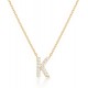 14K Gold Plated Cubic Zirconia Initial Necklace | Letter Dainty Necklaces for Women