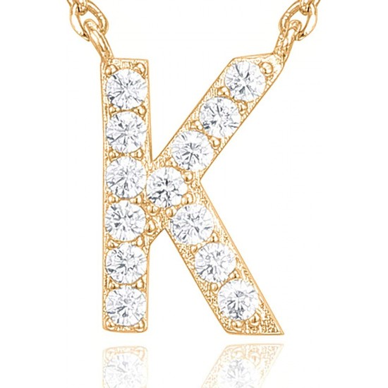 14K Gold Plated Cubic Zirconia Initial Necklace | Letter Dainty Necklaces for Women