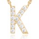 14K Gold Plated Cubic Zirconia Initial Necklace | Letter Dainty Necklaces for Women