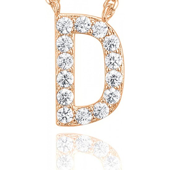 14K Gold Plated Cubic Zirconia Initial Necklace | Letter Dainty Necklaces for Women