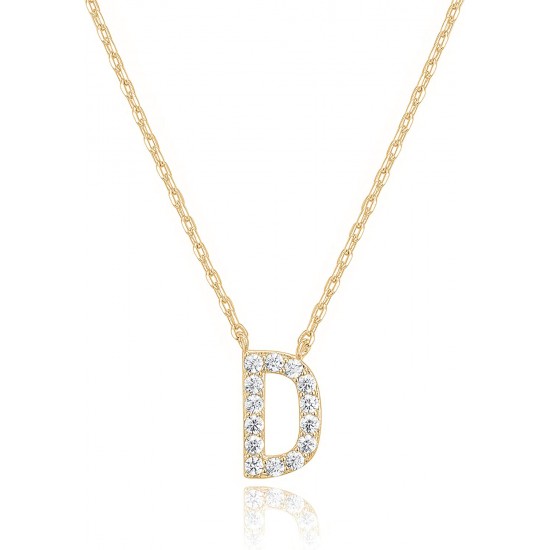 14K Gold Plated Cubic Zirconia Initial Necklace | Letter Dainty Necklaces for Women 14K Gold Plated Cubic Zirconia Initial Necklace | Letter Dainty Necklaces for Women