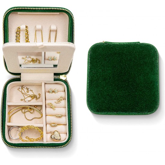 Travel Jewelry Box Organizer | Travel Jewelry Case, Jewelry Travel Organizer | Small Jewelry Box for Women, Jewelry Travel Case | Earring Organizer with Mirror