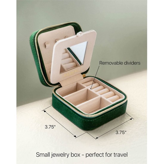 Travel Jewelry Box Organizer | Travel Jewelry Case, Jewelry Travel Organizer | Small Jewelry Box for Women, Jewelry Travel Case | Earring Organizer with Mirror