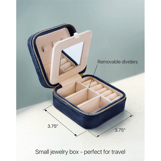 Travel Jewelry Box Organizer | Travel Jewelry Case, Jewelry Travel Organizer | Small Jewelry Box for Women, Jewelry Travel Case | Earring Organizer with Mirror