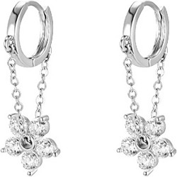 925 Sterling Silver Flower Chain Drop Earrings Hoop for Women Teen Girls Huggie Hoop Dangle Earrings Chain 925 Sterling Silver Flower Chain Drop Earrings Hoop for Women Teen Girls Huggie Hoop Dangle Earrings Chain