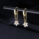 925 Sterling Silver Flower Chain Drop Earrings Hoop for Women Teen Girls Huggie Hoop Dangle Earrings Chain