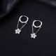 925 Sterling Silver Flower Chain Drop Earrings Hoop for Women Teen Girls Huggie Hoop Dangle Earrings Chain