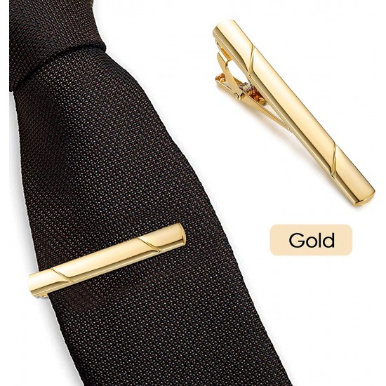 3 Pack Tie Clips for Men, Classic Tie Clip Silver Gold Black Necktie Tie Bar Pinch Clips Suitable for Wedding Anniversary Business