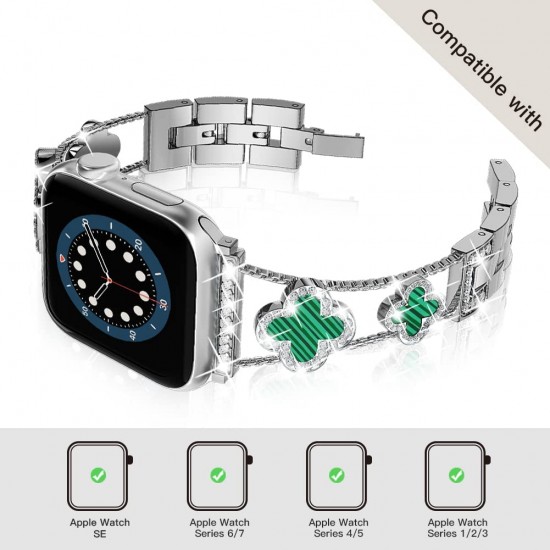 Cute Luxury Metal Zirconic Slim Glitter Watch Band For Apple Watch 38mm 40mm 42mm 44mm 41mm 45mm 49mm for Women Bling