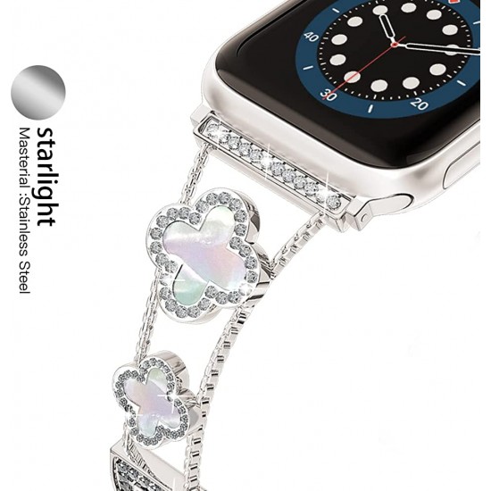 Cute Luxury Metal Zirconic Diamond Slim Glitter Watch Band for Apple Watch 38mm 40mm 42mm 44mm,Women Bling Band for iWatch