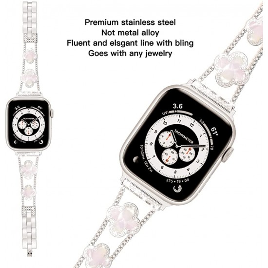 Cute Luxury Metal Zirconic Slim Glitter Watch Band For Apple Watch 38mm 40mm 42mm 44mm 41mm 45mm 49mm for Women Bling