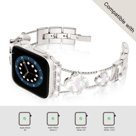 Cute Luxury Metal Zirconic Diamond Slim Glitter Watch Band for Apple Watch 38mm 40mm 42mm 44mm,Women Bling Band for iWatch