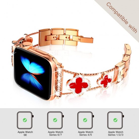 Cute Luxury Metal Zirconic Slim Glitter Watch Band For Apple Watch 38mm 40mm 42mm 44mm 41mm 45mm 49mm for Women Bling