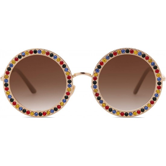 Shining Oversized Round Rhinestone Sunglasses