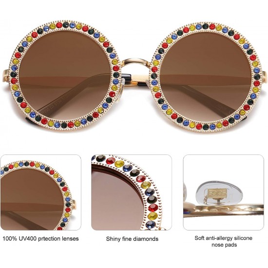 Shining Oversized Round Rhinestone Sunglasses