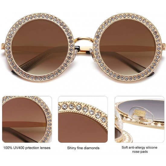 Shining Oversized Round Rhinestone Sunglasses