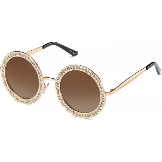 Shining Oversized Round Rhinestone Sunglasses