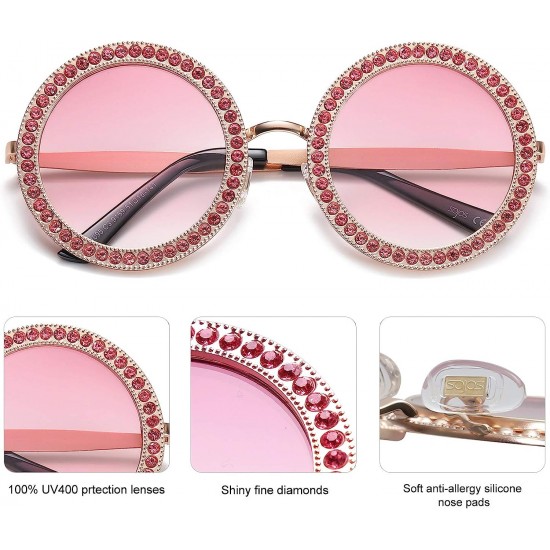 Shining Oversized Round Rhinestone Sunglasses